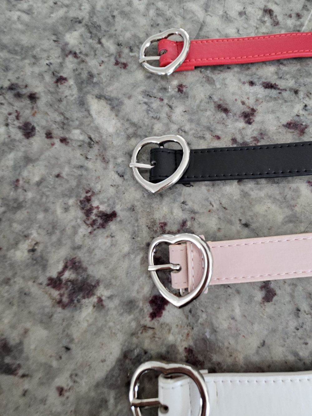 Source Unknown Heart-Accent Belts Faux Leather in White, Red, Pink, and Black - Picture 4 of 10